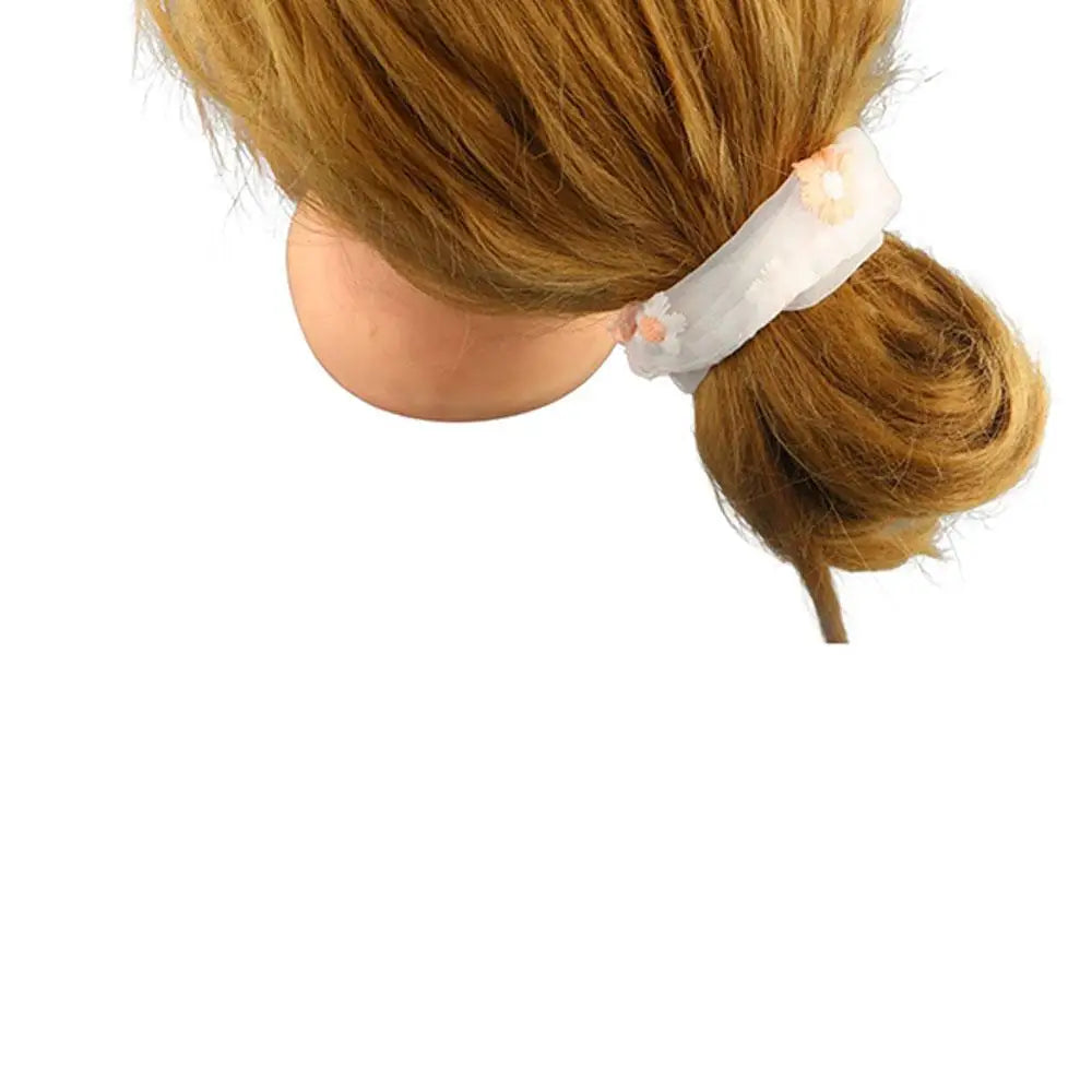 Fashion Floral Embroidered Elastic Scrunchie Hair Tie for Women