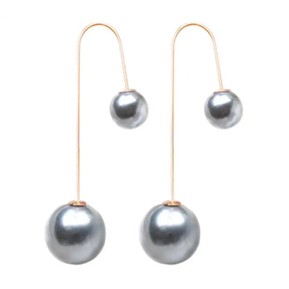 Elegant U-Shaped Double-Sided Faux Pearl Gold Plated Drop Earrings for Women