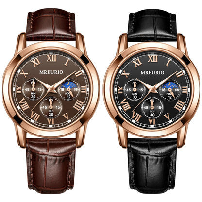 MOONBIFFY Leather Quartz Watch
