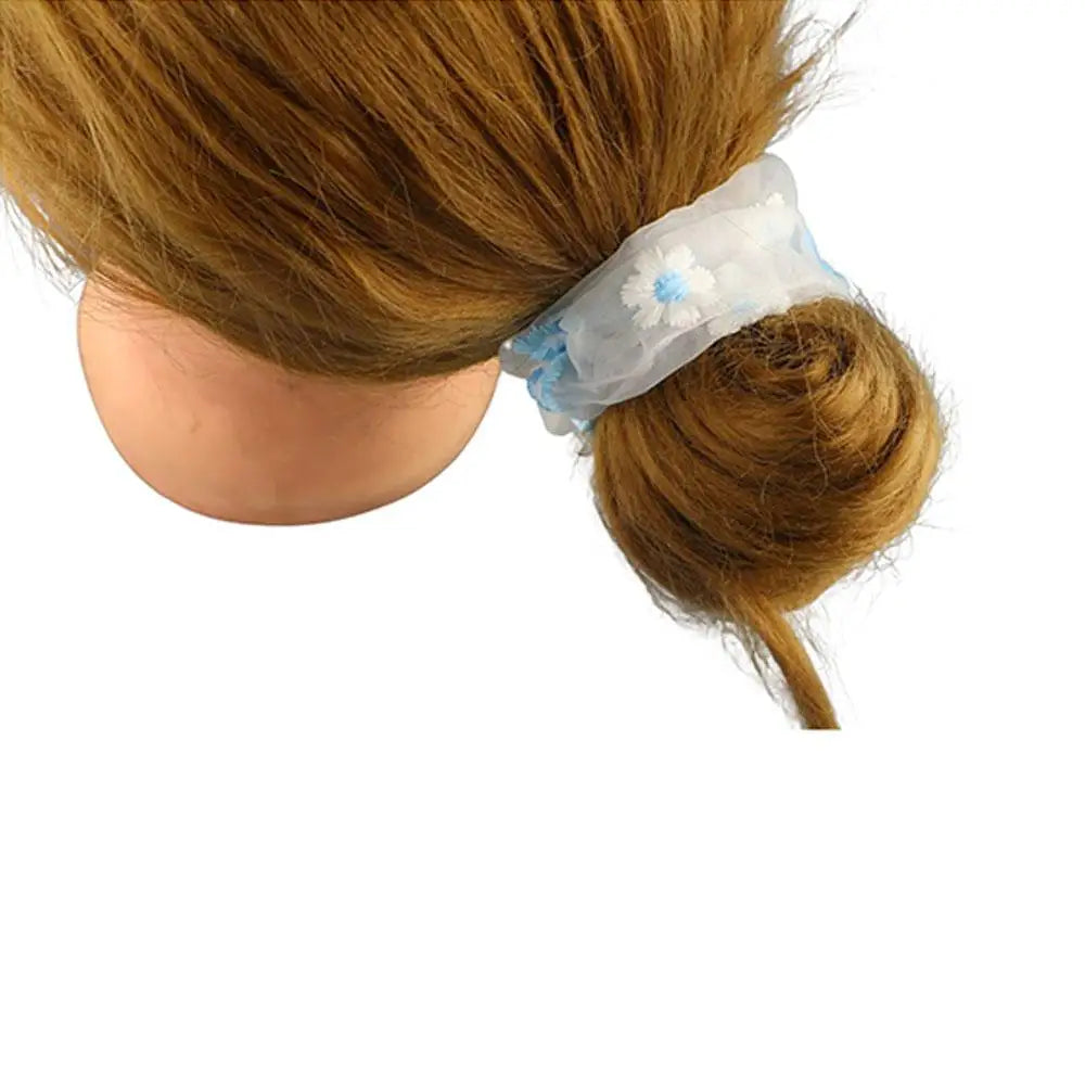Fashion Floral Embroidered Elastic Scrunchie Hair Tie for Women