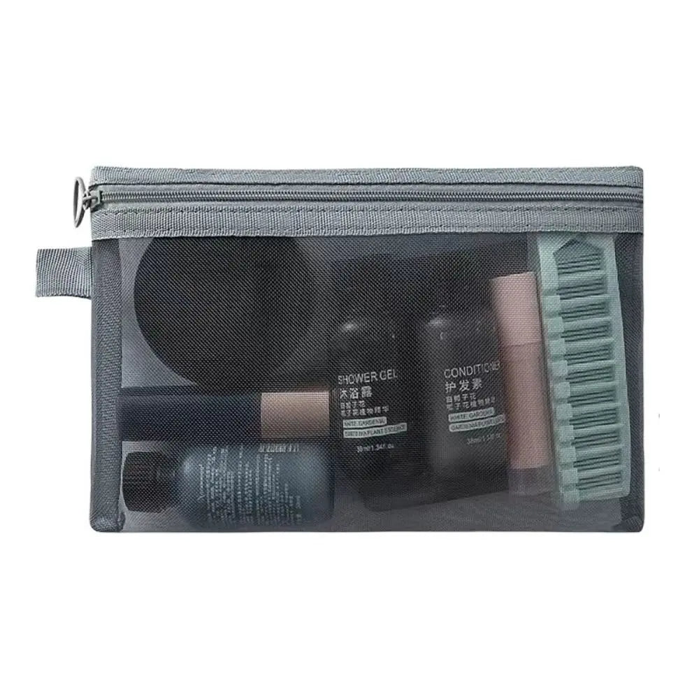Large Capacity Mesh Cosmetic Bag with Zipper