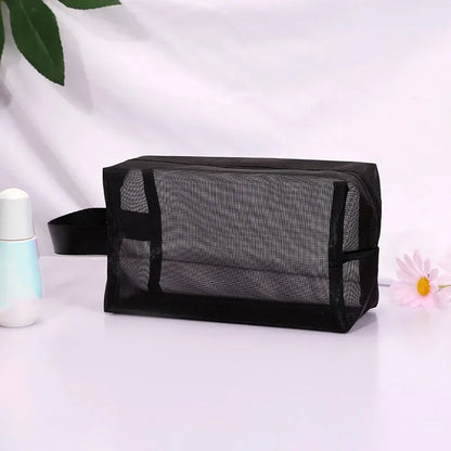 Transparent Heart Mesh Cosmetic Bag