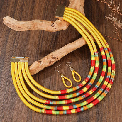 Trendy African Multi-Layer Woven Jewelry Set