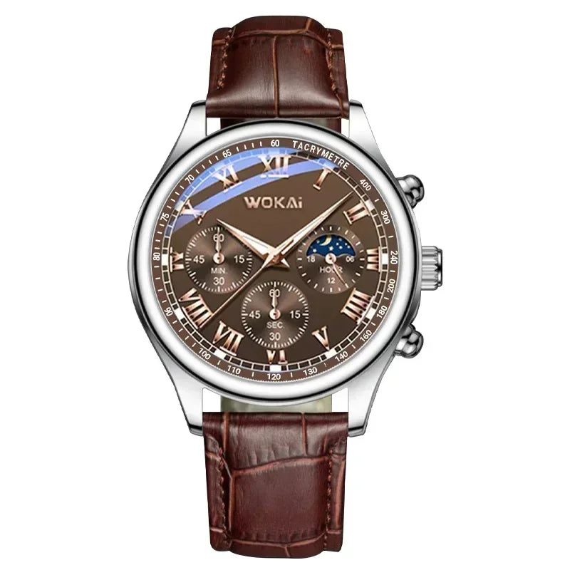 MOONBIFFY Leather Quartz Watch