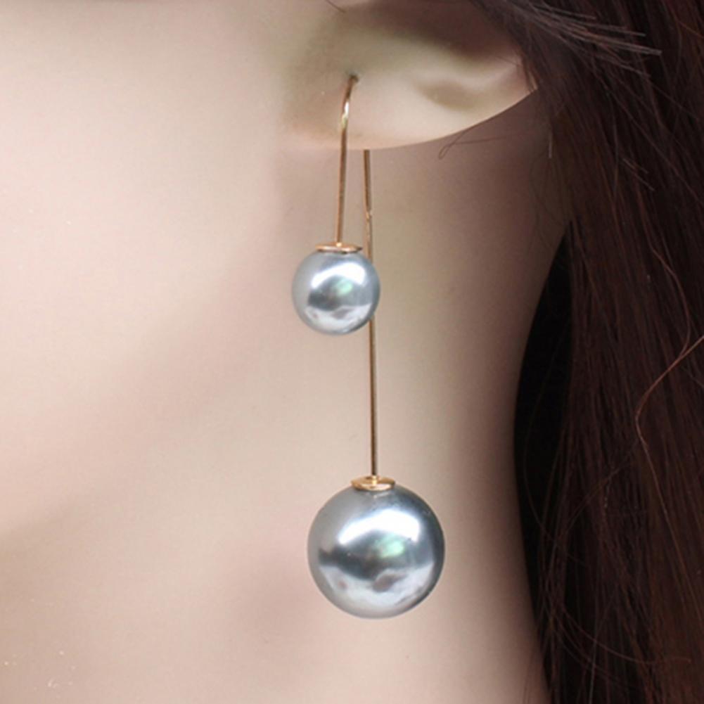 Elegant U-Shaped Double-Sided Faux Pearl Gold Plated Drop Earrings for Women
