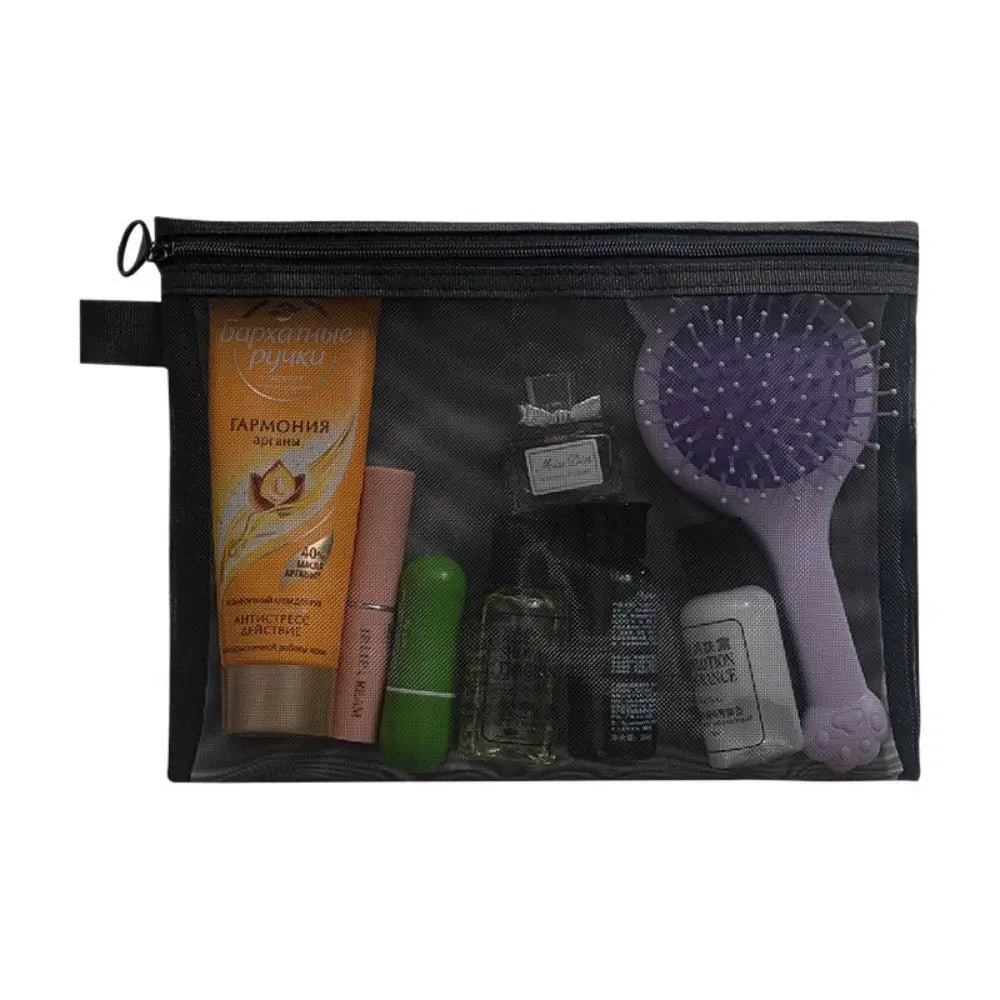 Large Capacity Mesh Cosmetic Bag with Zipper