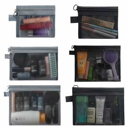 Large Capacity Mesh Cosmetic Bag with Zipper