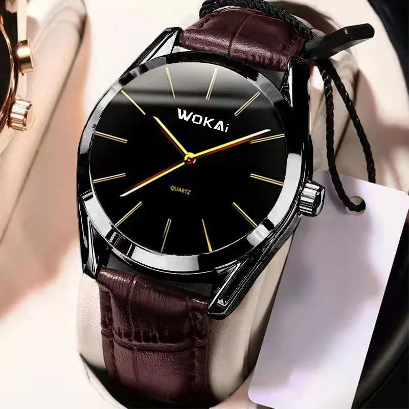 MOONBIFFY Leather Quartz Watch