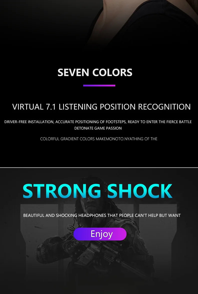 EOENKK Wired USB Gaming Headphones