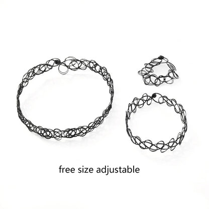 European & American Fashion Black Fishing Line Letter Tattoo Jewelry Set
