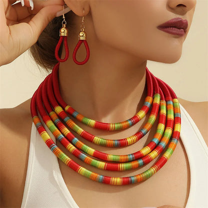 Trendy African Multi-Layer Woven Jewelry Set