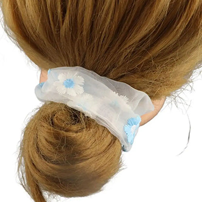 Fashion Floral Embroidered Elastic Scrunchie Hair Tie for Women