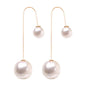 Elegant U-Shaped Double-Sided Faux Pearl Gold Plated Drop Earrings for Women