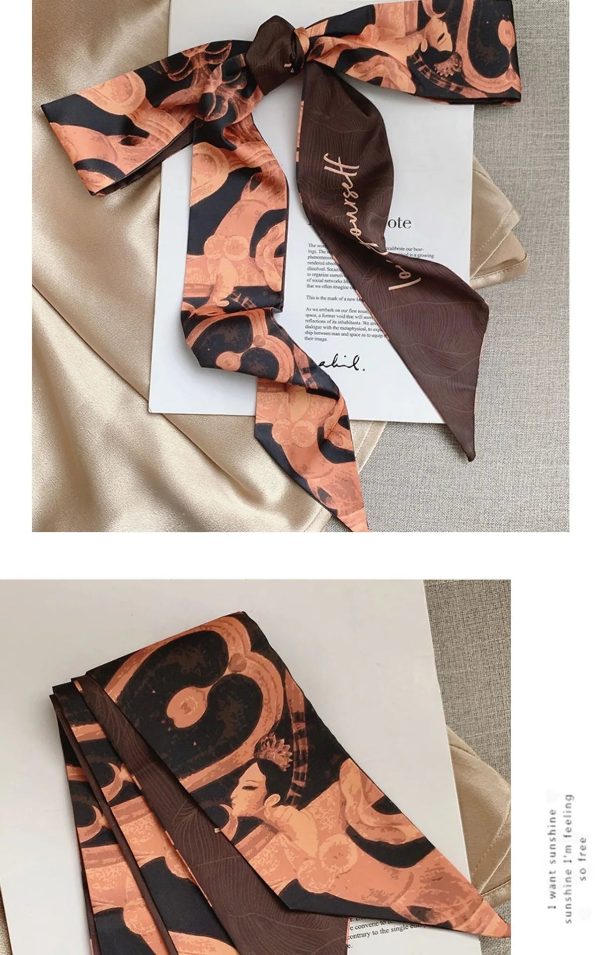 French Bow Tie Painting Silk Scarf