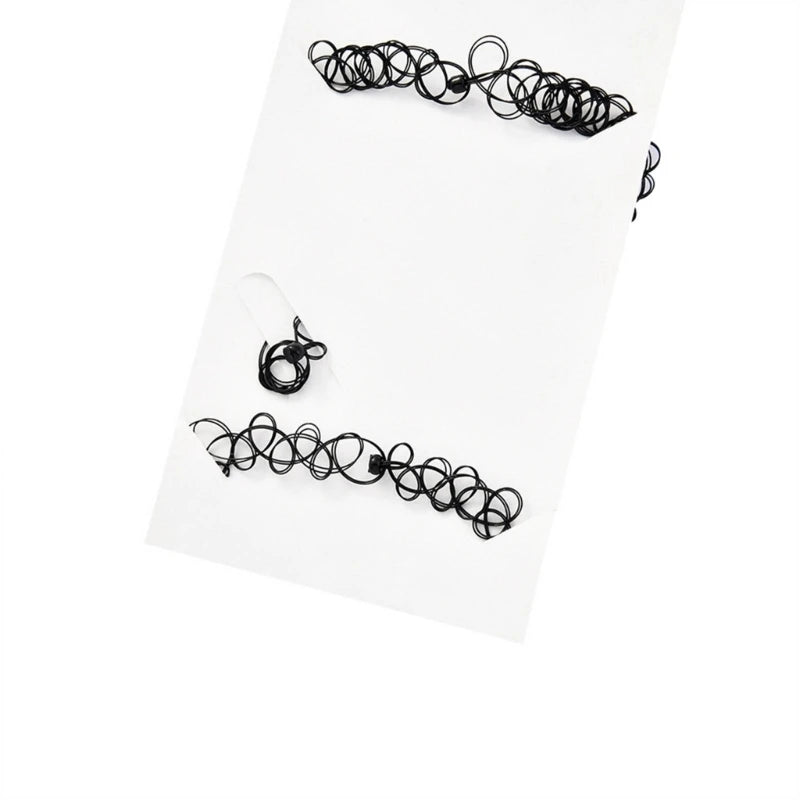 European & American Fashion Black Fishing Line Letter Tattoo Jewelry Set