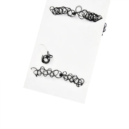 European & American Fashion Black Fishing Line Letter Tattoo Jewelry Set