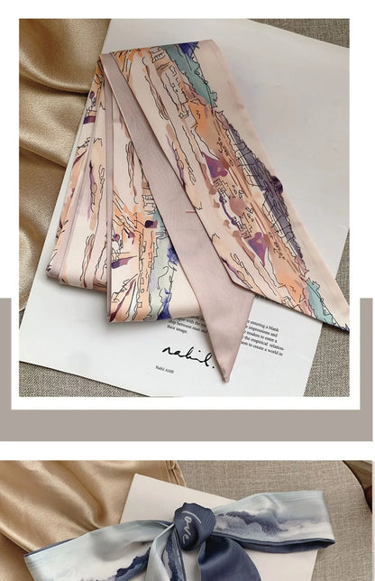 French Bow Tie Painting Silk Scarf