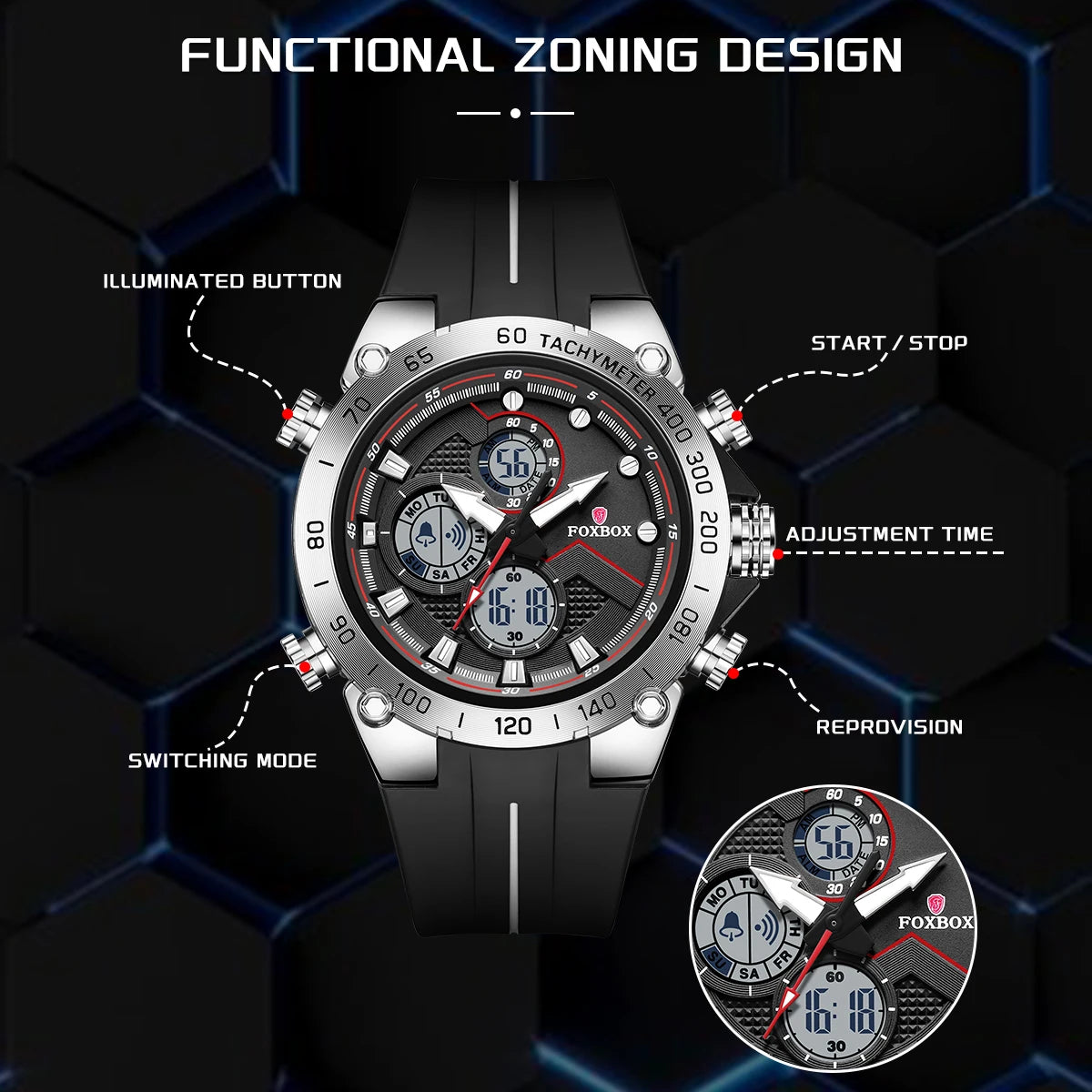 LIGE Dual Display Sports Watch