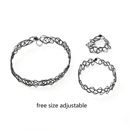 European & American Fashion Black Fishing Line Letter Tattoo Jewelry Set