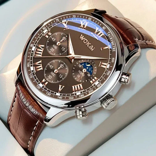 MOONBIFFY Leather Quartz Watch