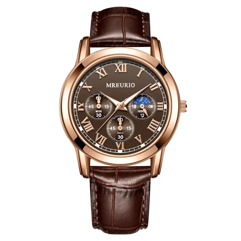 MOONBIFFY Leather Quartz Watch