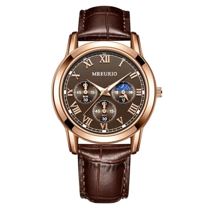MOONBIFFY Leather Quartz Watch