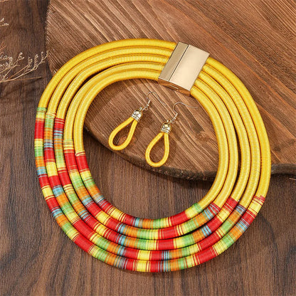 Trendy African Multi-Layer Woven Jewelry Set