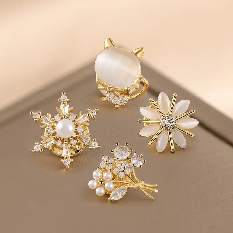 Fashion Flower & Bow Brooch Set