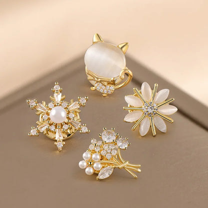 Fashion Flower & Bow Brooch Set