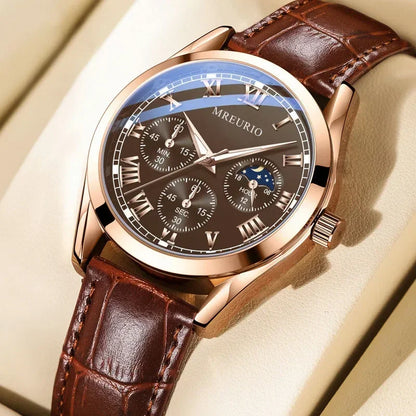 MOONBIFFY Leather Quartz Watch