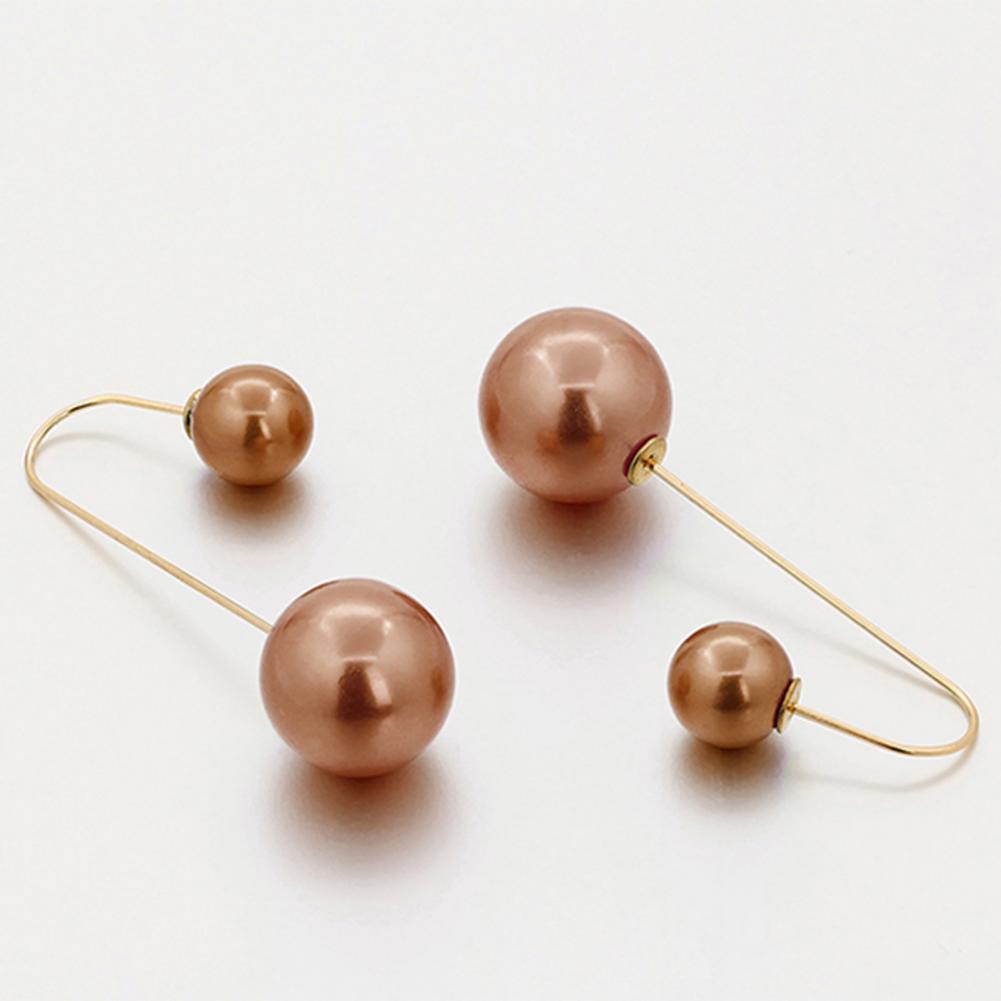 Elegant U-Shaped Double-Sided Faux Pearl Gold Plated Drop Earrings for Women