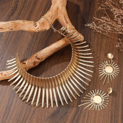 Bold Gold Choker & Earrings Set