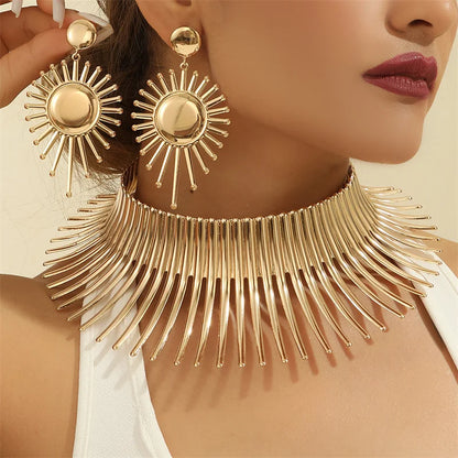 Bold Gold Choker & Earrings Set