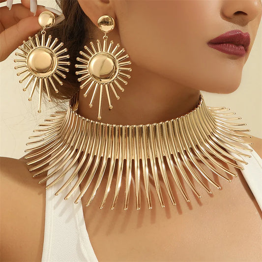 Bold Gold Choker & Earrings Set