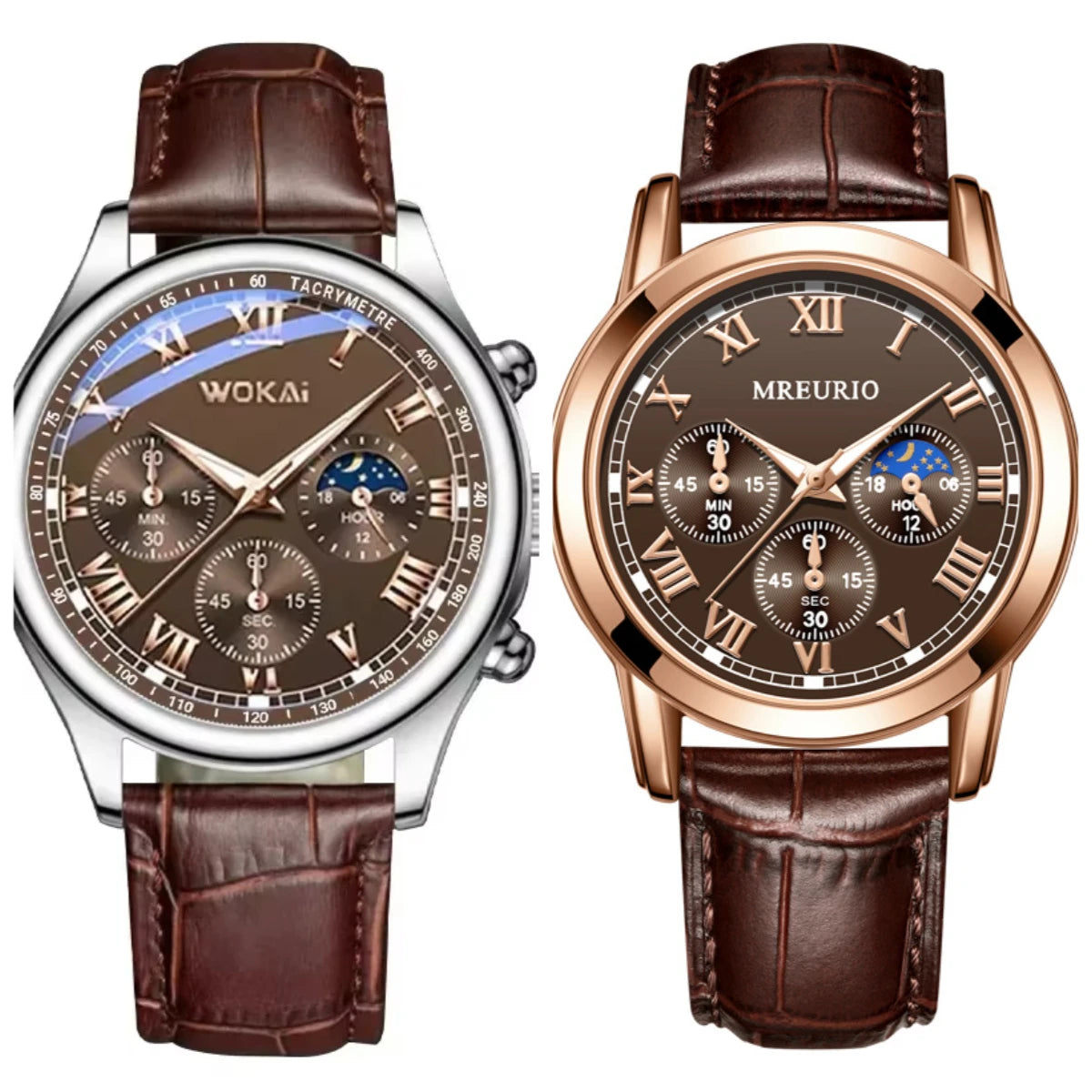 MOONBIFFY Leather Quartz Watch