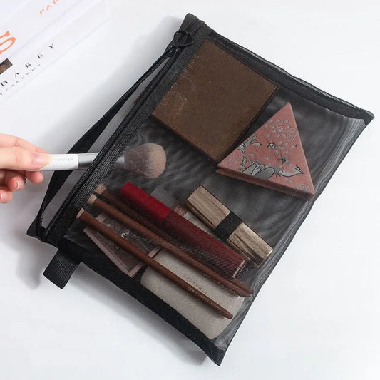 Large Capacity Mesh Cosmetic Bag with Zipper