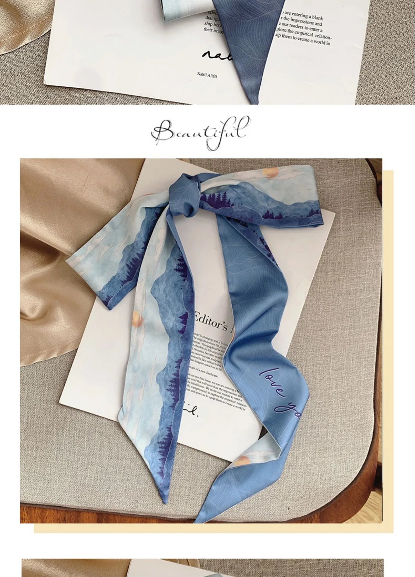 French Bow Tie Painting Silk Scarf