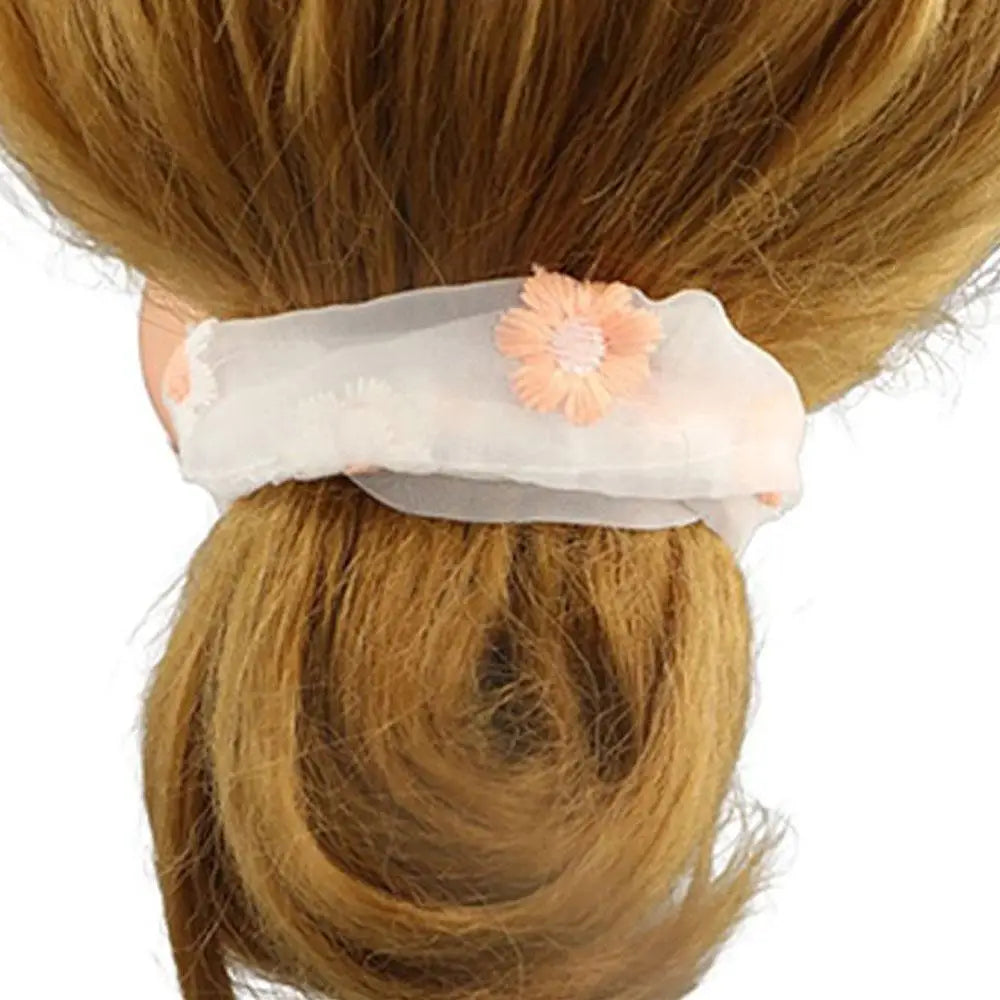 Fashion Floral Embroidered Elastic Scrunchie Hair Tie for Women