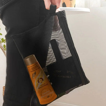 Large Capacity Mesh Cosmetic Bag with Zipper