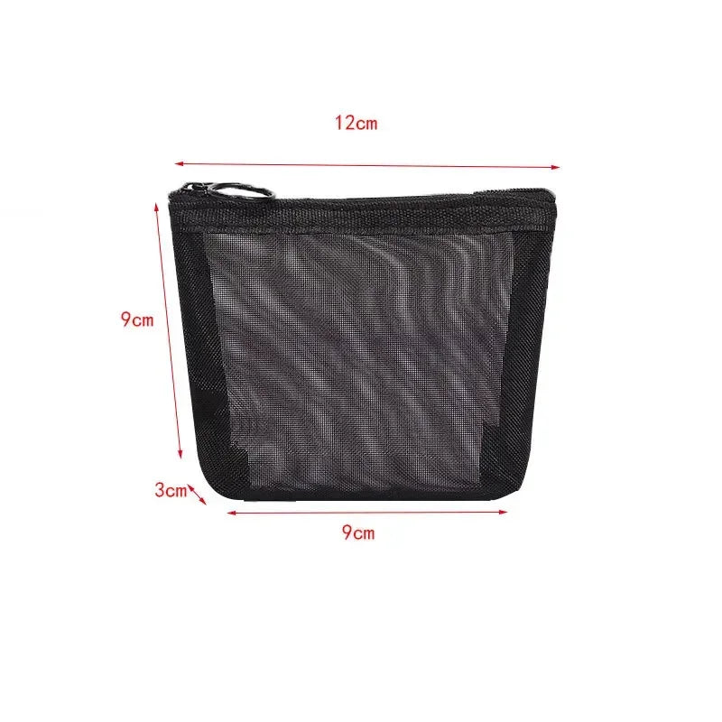 Transparent Heart Mesh Cosmetic Bag