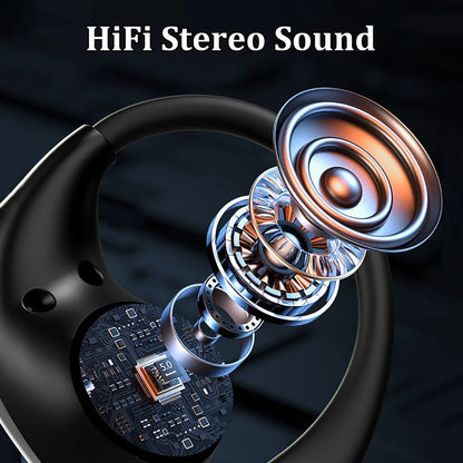 Bluetooth 5.4 Wireless Ear Hook Headphones with LED Display