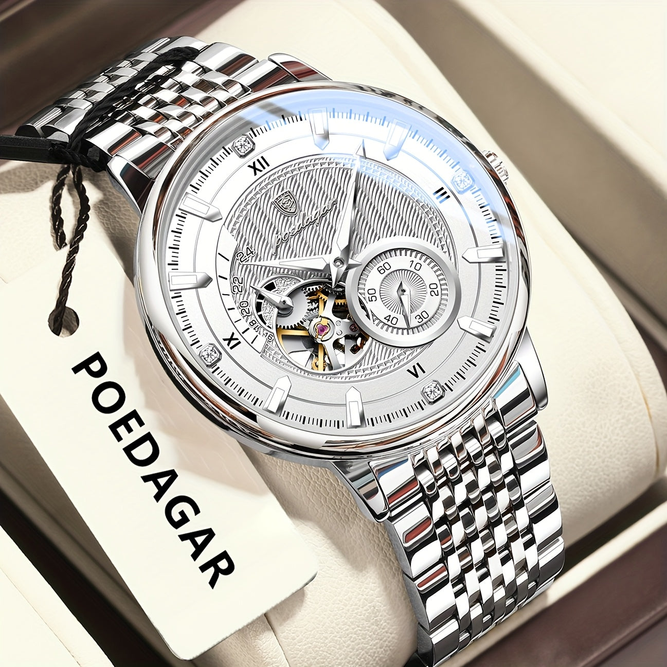 POEDAGAR Luxury Skeleton Dial