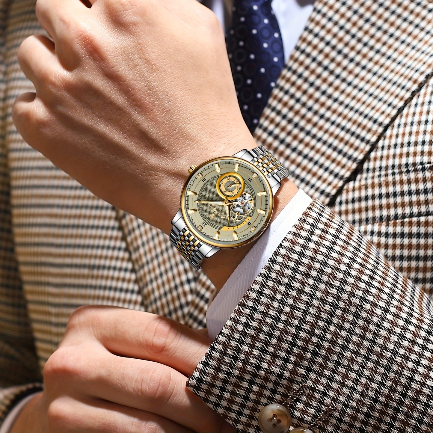 POEDAGAR Luxury Skeleton Dial