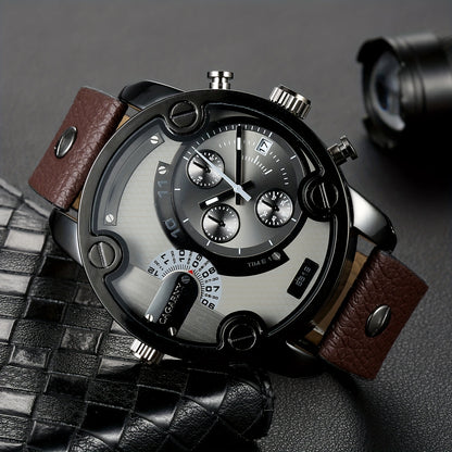 Casual Dial Watch with PU Leather