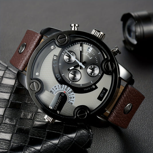 Casual Dial Watch with PU Leather